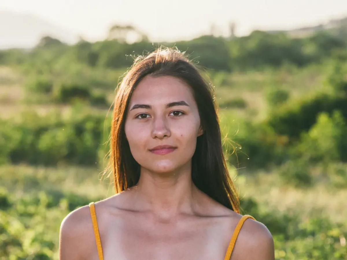 young and beautiful natural Mongolian woman