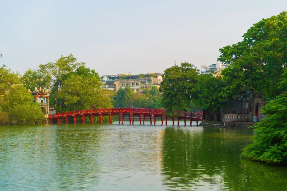 bridge over lake in Hanoi