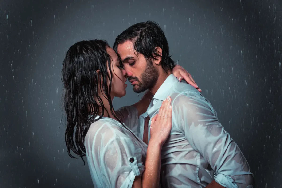 kissing in the rain