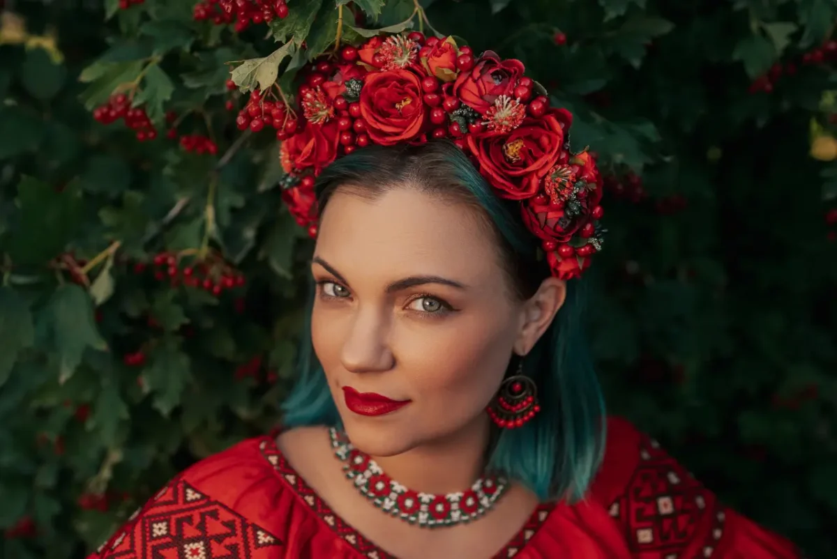 stunning Eastern European woman in national costume