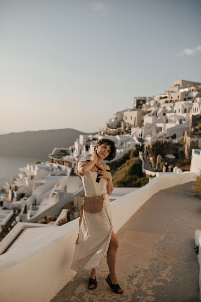 Greek woman in Santorini