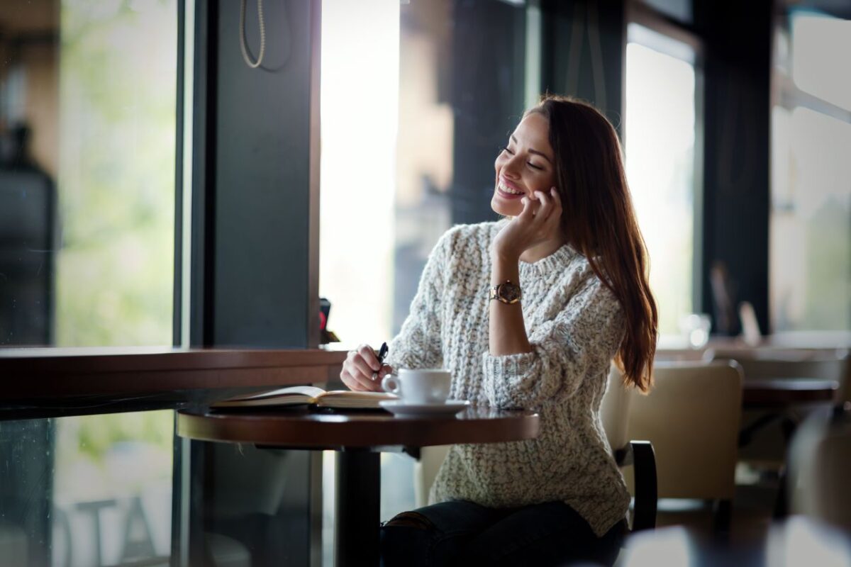 Beautiful woman in a restaurant in Deva Romania