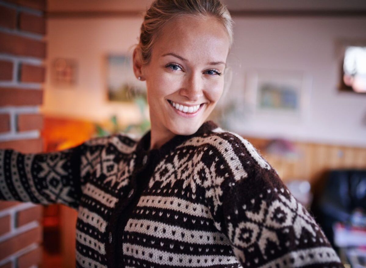 beautiful Icelandic woman in casual clothes