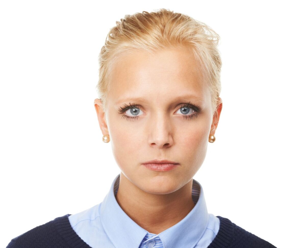 serious looking Norwegian woman