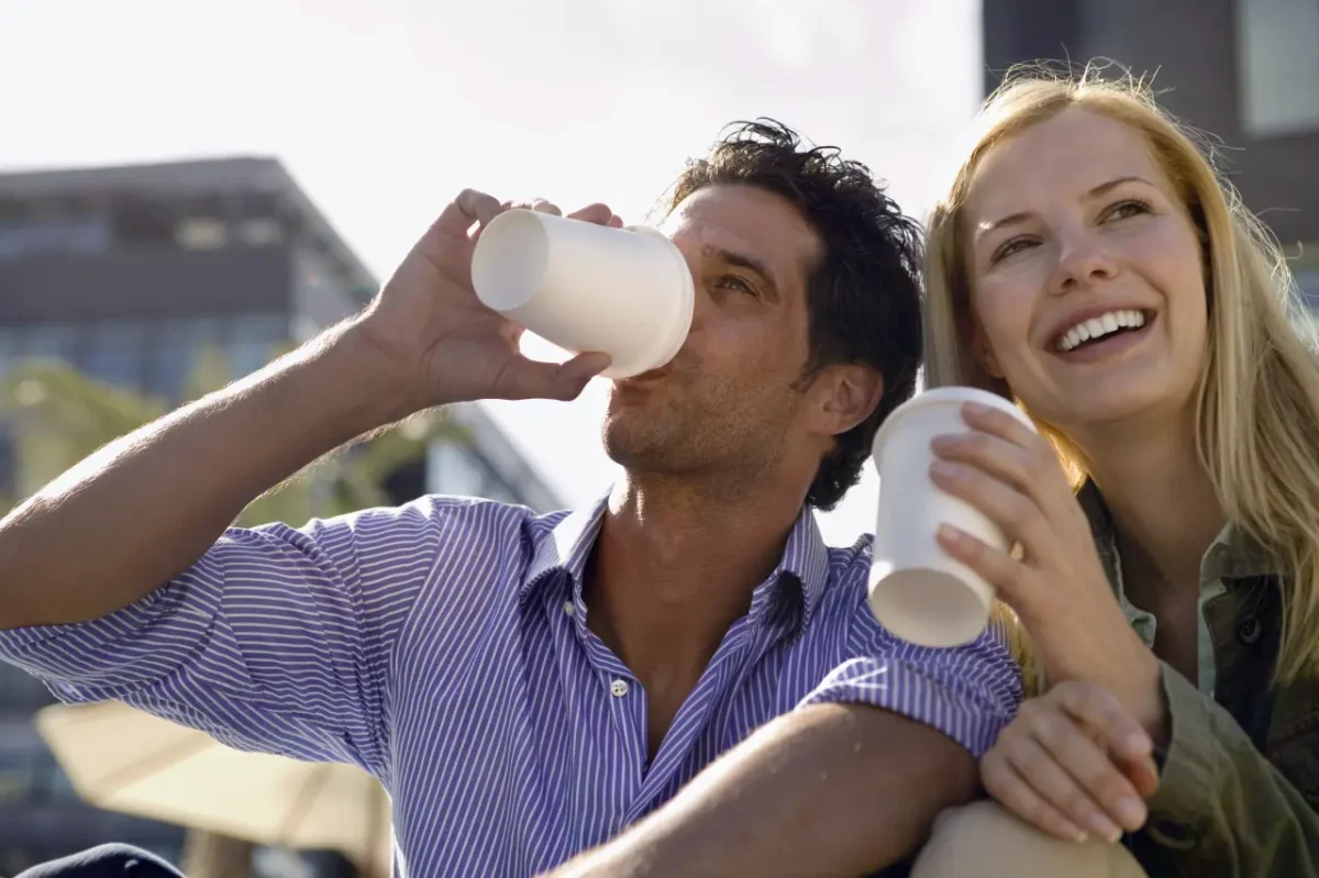 couple enjoying a coffee