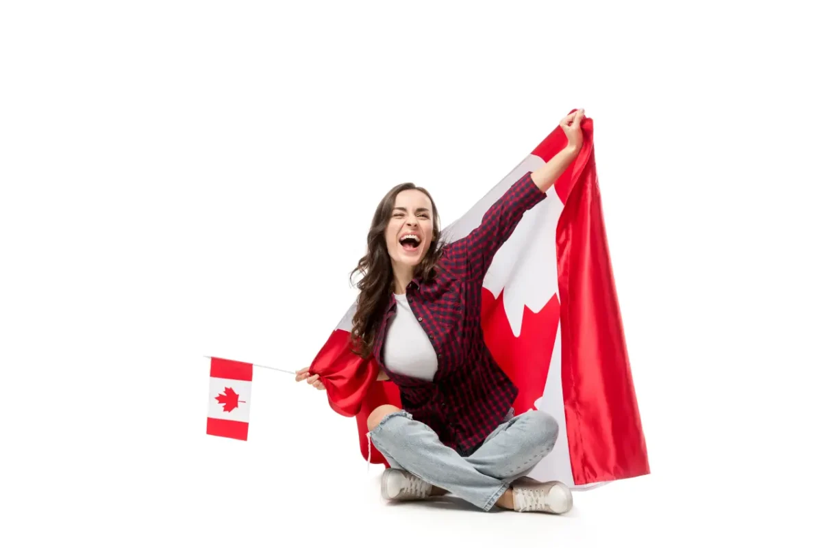 happy Canadian woman laughing
