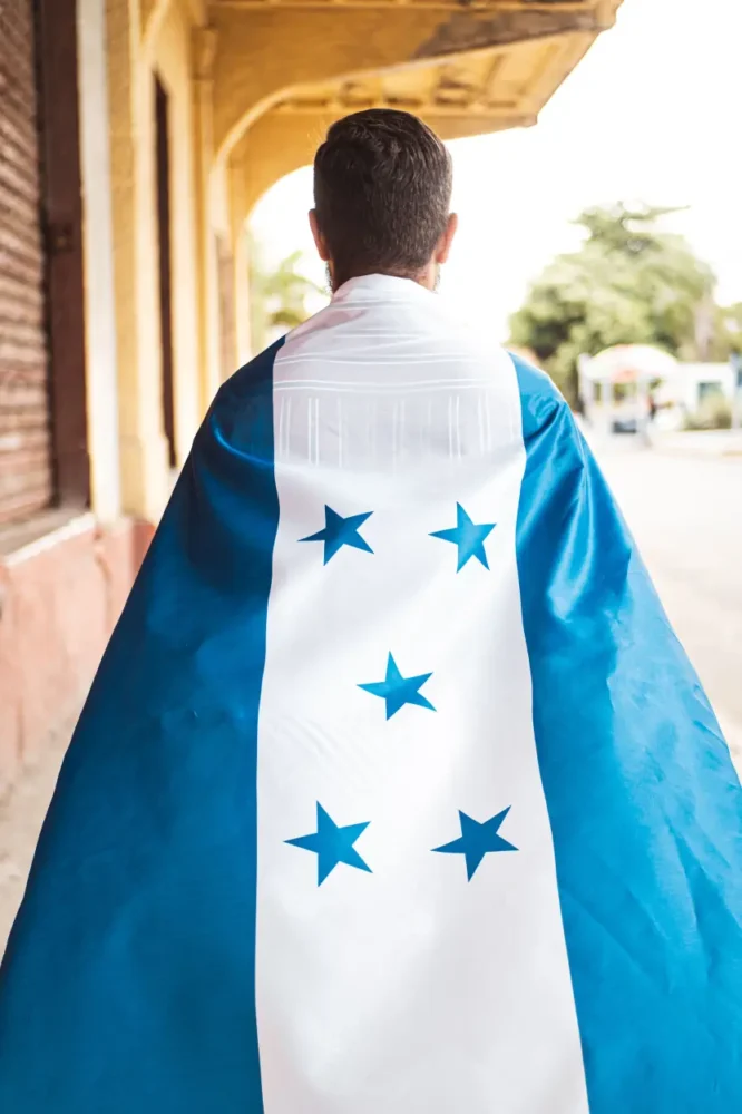 man with the flag of Honduras