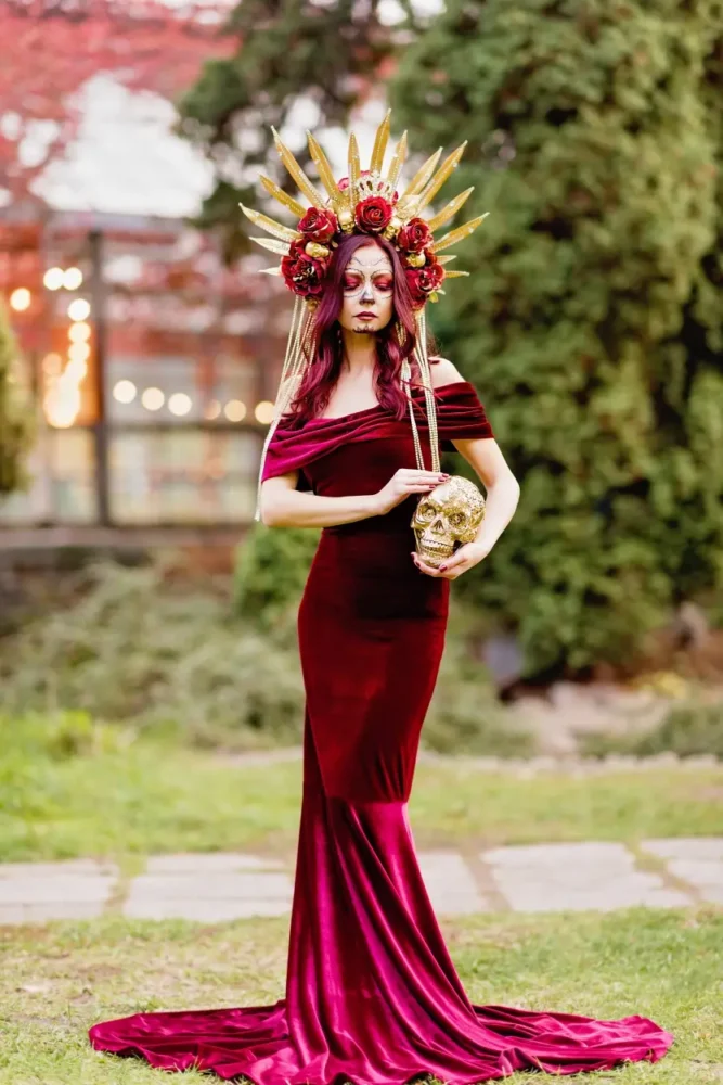 Mexican woman celebrating Day of the Dead holiday