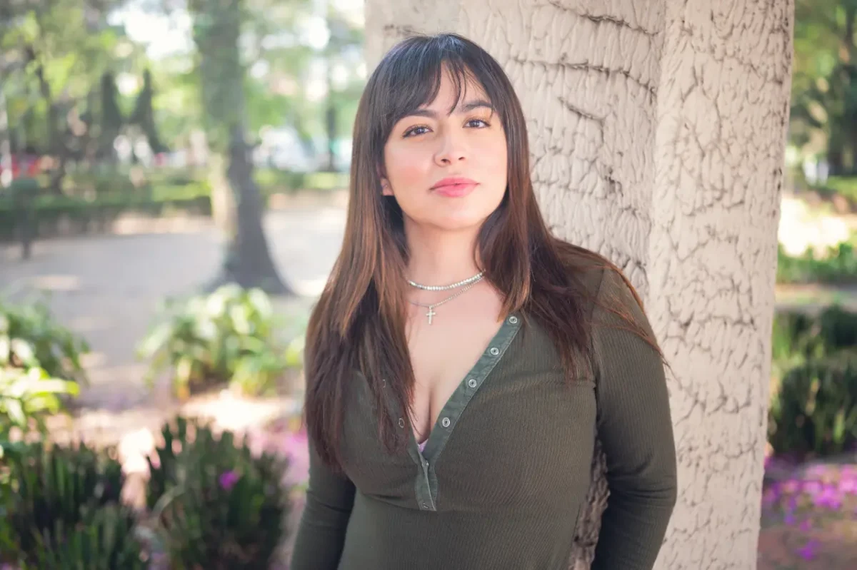 relaxed Mexican woman outdoors