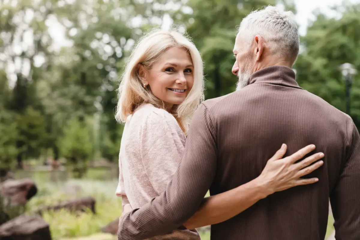 older couple embracing