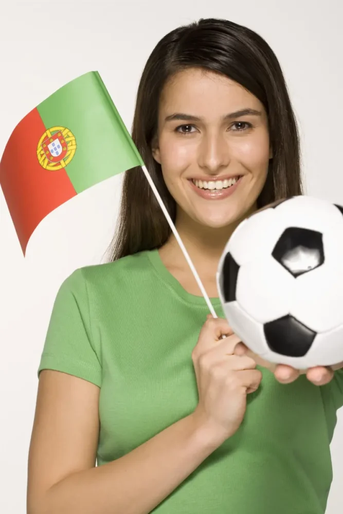 Portuguese woman holding a small ball