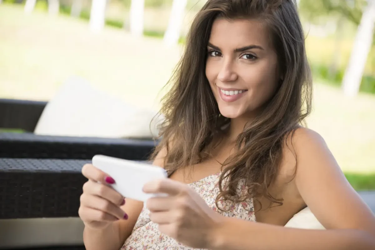 beautiful woman on her phone