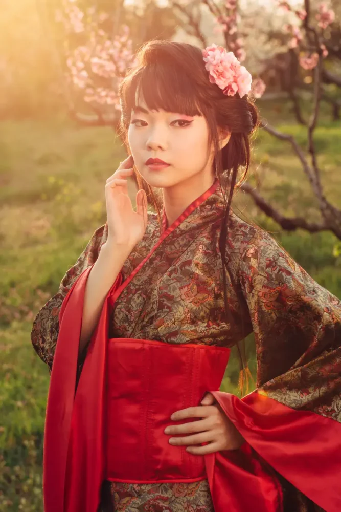 Japanese woman wearing traditional kimono